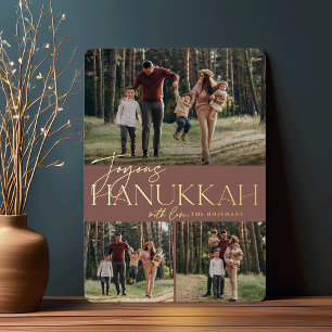 Feierliche Begrüßung   Joyous Hanukkah 3 Foto Folien Feiertagskarte
