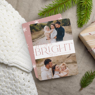 Feierliche Begrüßung Merry & Bright Two Foto Feiertagskarte