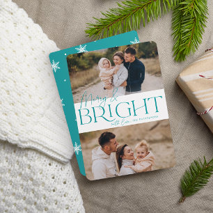 Feierliche Begrüßung Merry & Bright Two Foto Feiertagskarte