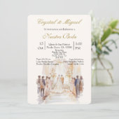 Feierliche Beige Hochzeit Einladung (Stehend Vorderseite)