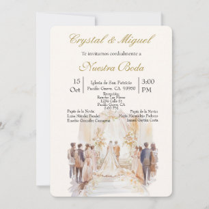 Feierliche Beige Hochzeit Einladung
