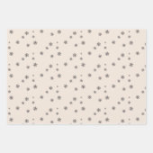 Feierliche Beige Weiße Schneeflocke Muster Weihnac Geschenkpapier Set (Vorderseite 2)
