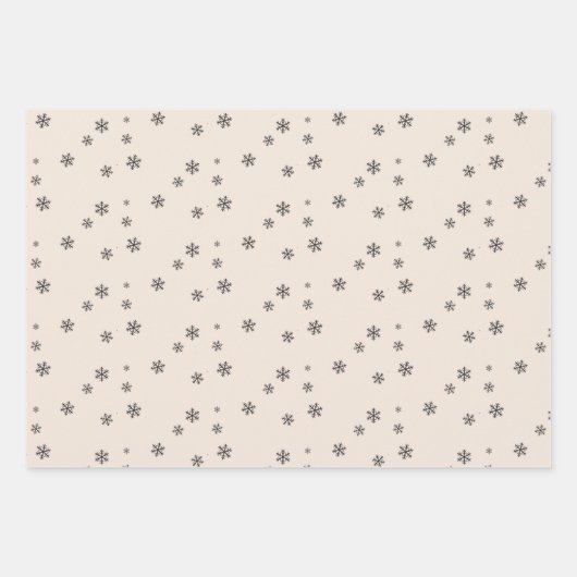 Feierliche Beige Weiße Schneeflocke Muster Weihnac Geschenkpapier Set (Vorderseite 2)