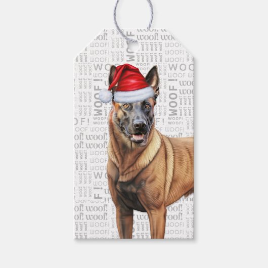 Feierliche Belgische Malinois Holiday Dog Weihnach Geschenkanhänger (Vorderseite)