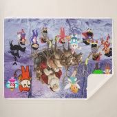 Feierliche Bezauberung Snowy Christmas und Weihnac Sherpadecke (Vorderseite (Horizontal))