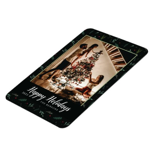 Feierliche Blätter Berries Foto Magnet (Linke Seite)