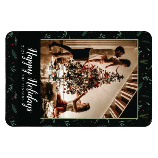 Feierliche Blätter Berries Foto Magnet (Horizontal)