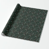 Feierliche Blätter und Whimsikrollen, grün Geschenkpapier (Ungerollt)