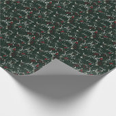 Feierliche Blätter und Whimsikrollen, grün Geschenkpapier (Ecke)