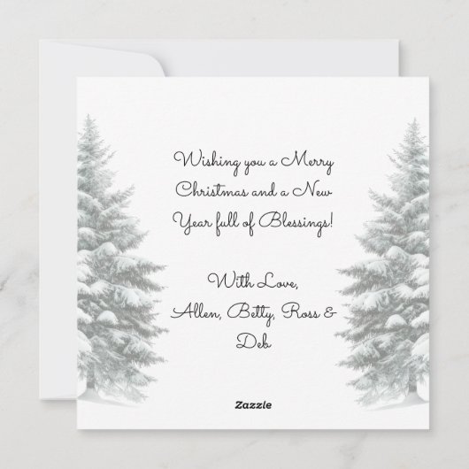 Feierliche Blockhütte im Winterwald Weihnachten (Rückseite)