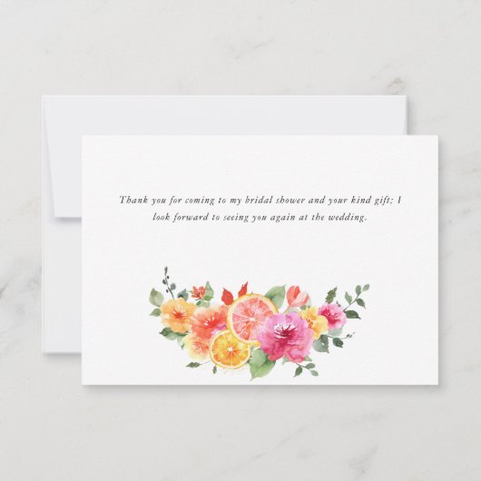 Feierliche Blume Blumenzitrus Dankeskarte (Rückseite)