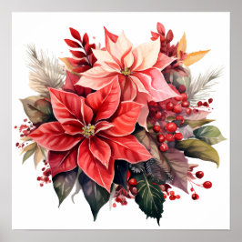Feierliche Blume in Roter Poinsettia Poster