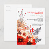 Feierliche Blumenblätterung Berries Red Creme Weih Einladungspostkarte (Vorne/Hinten)