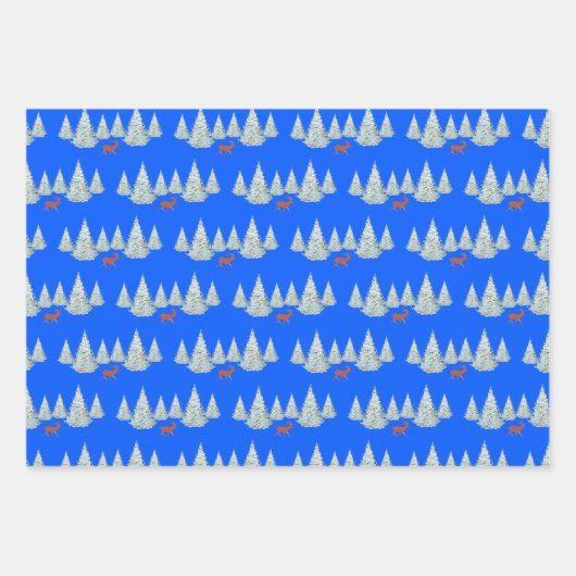 Feierliche Braune Hirsche unter schneebedeckten Bä Geschenkpapier Set (Vorderseite 2)