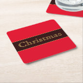 Feierliche Bright Red Nostalgic Weihnachtstypograf Rechteckiger Pappuntersetzer (angewinkelt)