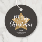 Feierliche Brown Star Frohe Weihnachten Geschenkanhänger (Vorderseite)