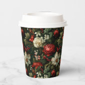 Feierliche bunt Weihnachten Rose, Pine und Holly Pappbecher (Rückseite)