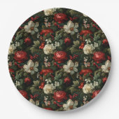 Feierliche bunt Weihnachten Rose, Pine und Holly Pappteller (Vorderseite)