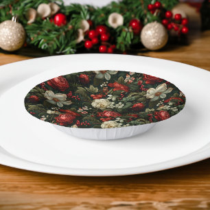 Feierliche bunt Weihnachten Rose, Pine und Holly Pappteller