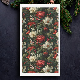 Feierliche bunt Weihnachten Rose, Pine und Holly Serviette
