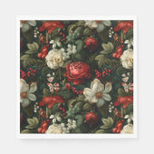 Feierliche bunt Weihnachten Rose, Pine und Holly Serviette (Vorderseite)