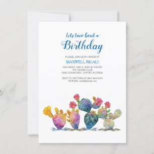 Feierliche Cactus Fiesta Boy Einladung zum Geburts