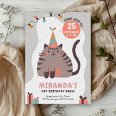 Feierliche Cat Hat Pastel Geburtstag Einladung