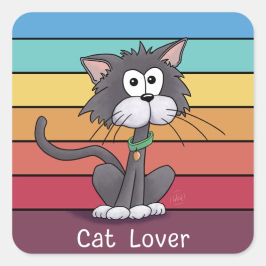 Feierliche Cat Lover Quadratischer Aufkleber (Vorderseite)