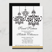 Feierliche Chandelier Sweet 16. Geburtstagsparty Einladung (Vorne/Hinten)