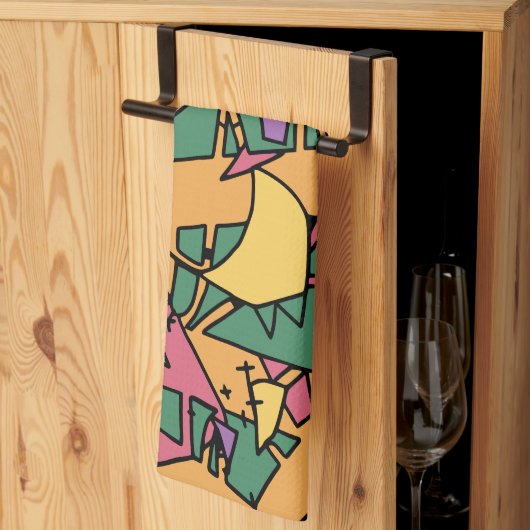 Feierliche chaotische Doodle Geschirrtuch (Drittel gefaltet)