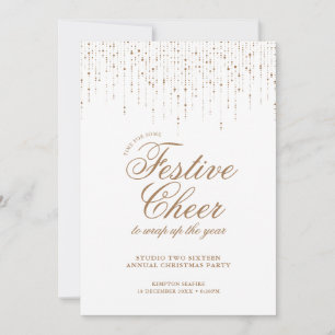 Feierliche Cheer Gold Tinsel Corporate Holiday Par Einladung