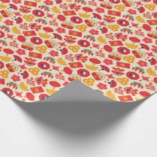 Feierliche chinesische Neujahrssymbole Geschenkpapier (Ecke)