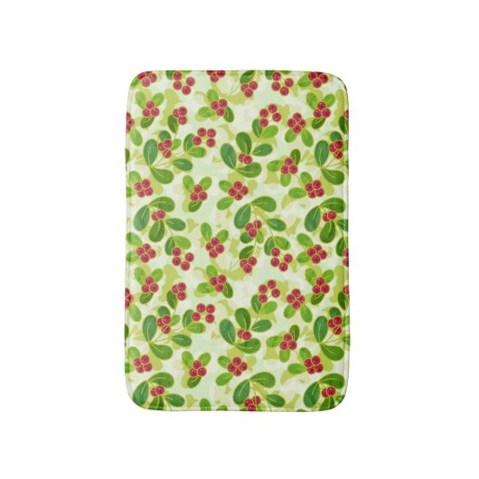 Feierliche Cranberry Fruchtmuster, grün Badematte (Vorderseite Vertikal)