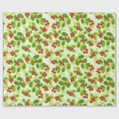 Feierliche Cranberry Fruchtmuster, grün Geschenkpapier (Flach)