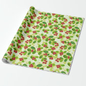 Feierliche Cranberry Fruchtmuster, grün Geschenkpapier (Ungerollt)