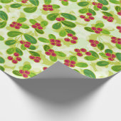 Feierliche Cranberry Fruchtmuster, grün Geschenkpapier (Ecke)