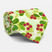 Feierliche Cranberry Fruchtmuster, grün Krawatte (Gerollt)