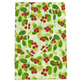 Feierliche Cranberry Fruchtmuster, grün Mittlere Geschenktüte (Vorderseite)