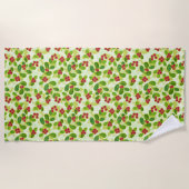 Feierliche Cranberry Fruchtmuster, grün Strandtuch (Vorderseite)