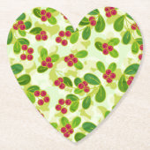 Feierliche Cranberry Fruchtmuster, grün Untersetzer (Vorderseite)