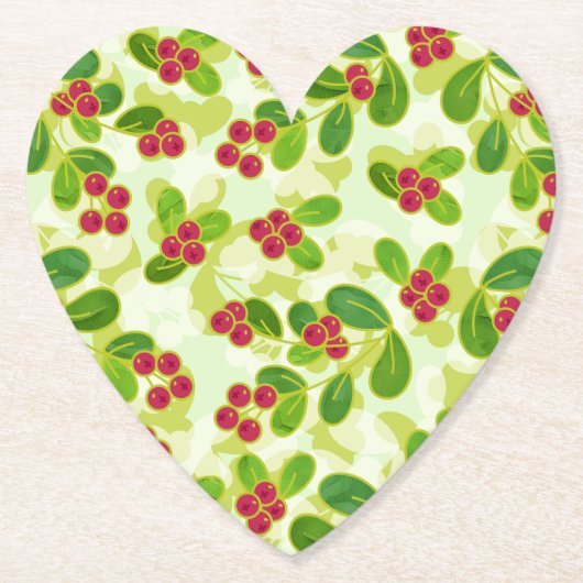 Feierliche Cranberry Fruchtmuster, grün Untersetzer (Vorderseite)