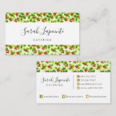 Feierliche Cranberry Fruchtmuster, grün Visitenkarte (Vorne/Hinten)