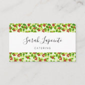 Feierliche Cranberry Fruchtmuster, grün Visitenkarte (Vorderseite)