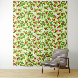 Feierliche Cranberry Fruchtmuster, grün Wandteppich