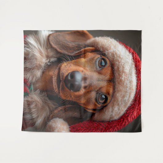 Feierliche Dackel im Santa Atoll Wandteppich (Vorderseite (Horizontal))