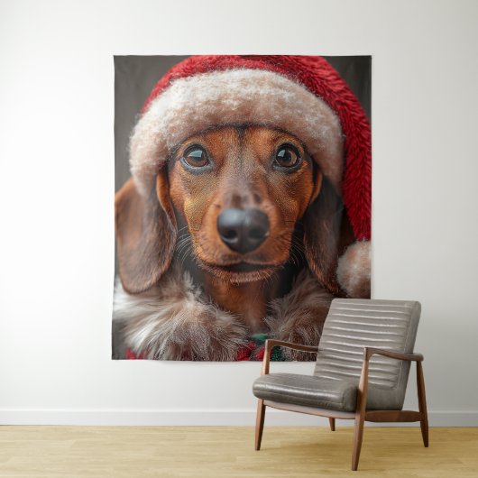 Feierliche Dackel im Santa Atoll Wandteppich (Beispiel)