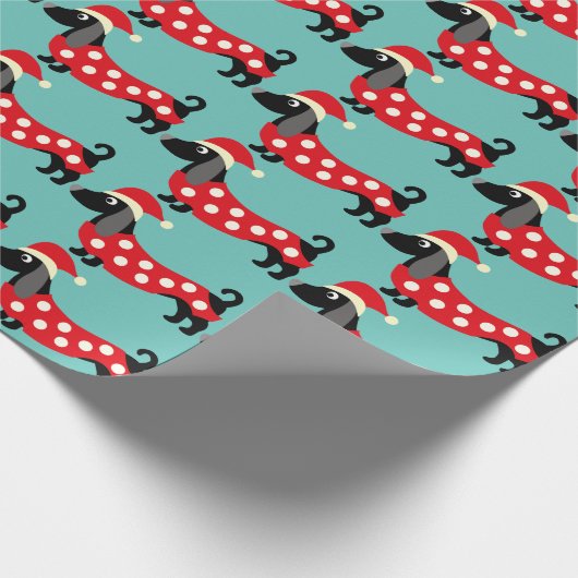 Feierliche Dackeln Geschenkpapier (Ecke)