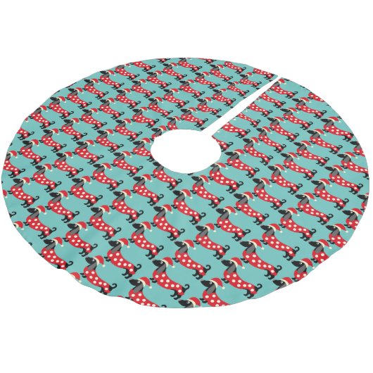 Feierliche Dackeln Polyester Weihnachtsbaumdecke (Schrägansicht)