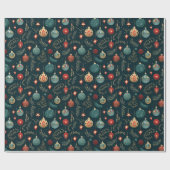 Feierliche dunkle Weihnachtsschmuck Muster Geschen Geschenkpapier (Flach)