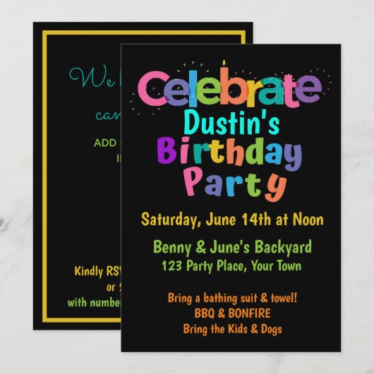 Feierliche Einladung zum Geburtstag (Vorne/Hinten)